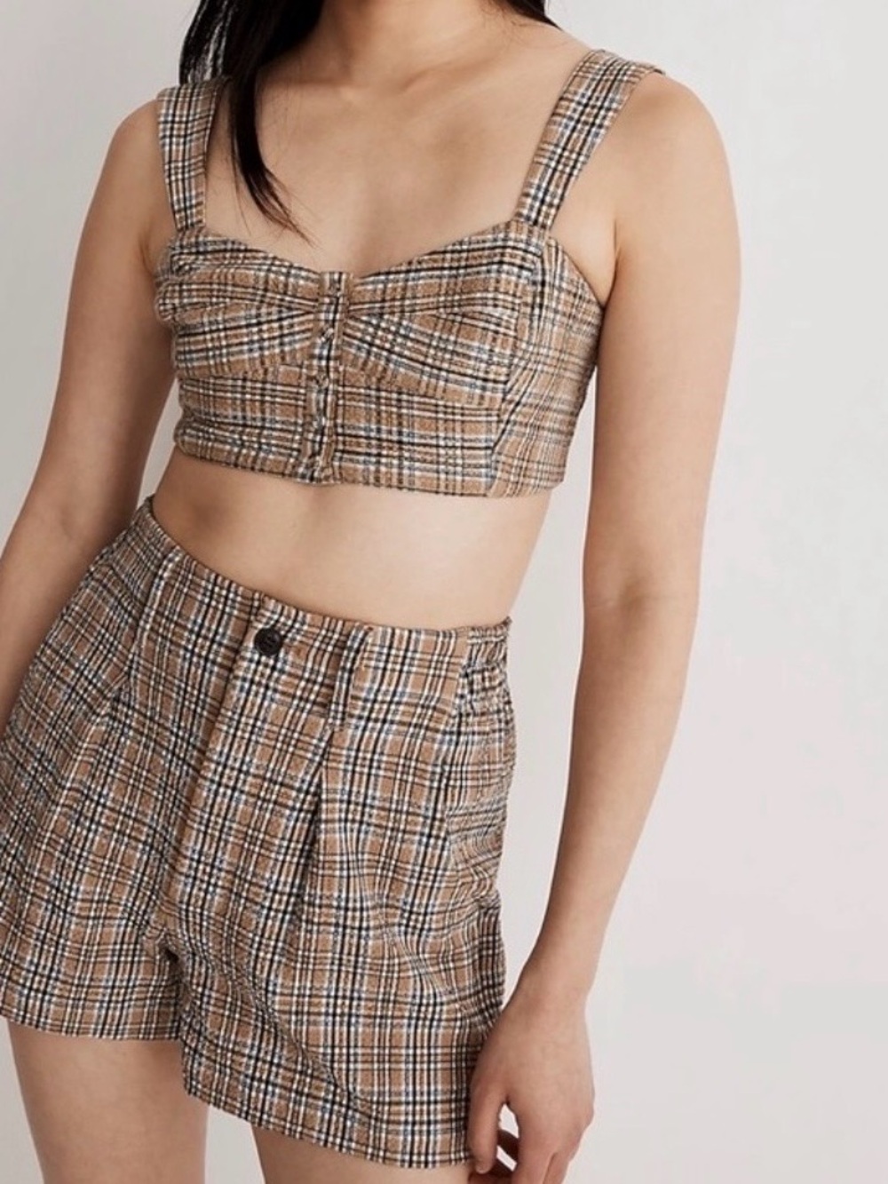Madewell The Neale Gingham Seersucker Plaid Shorts Size 4 NWT